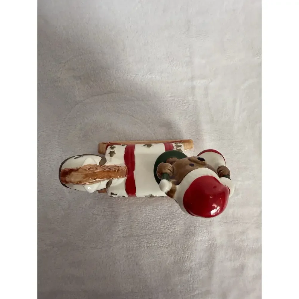 Vintage Christmas Rocking Horse W/ Bear Drummer Music Box NOS Japan